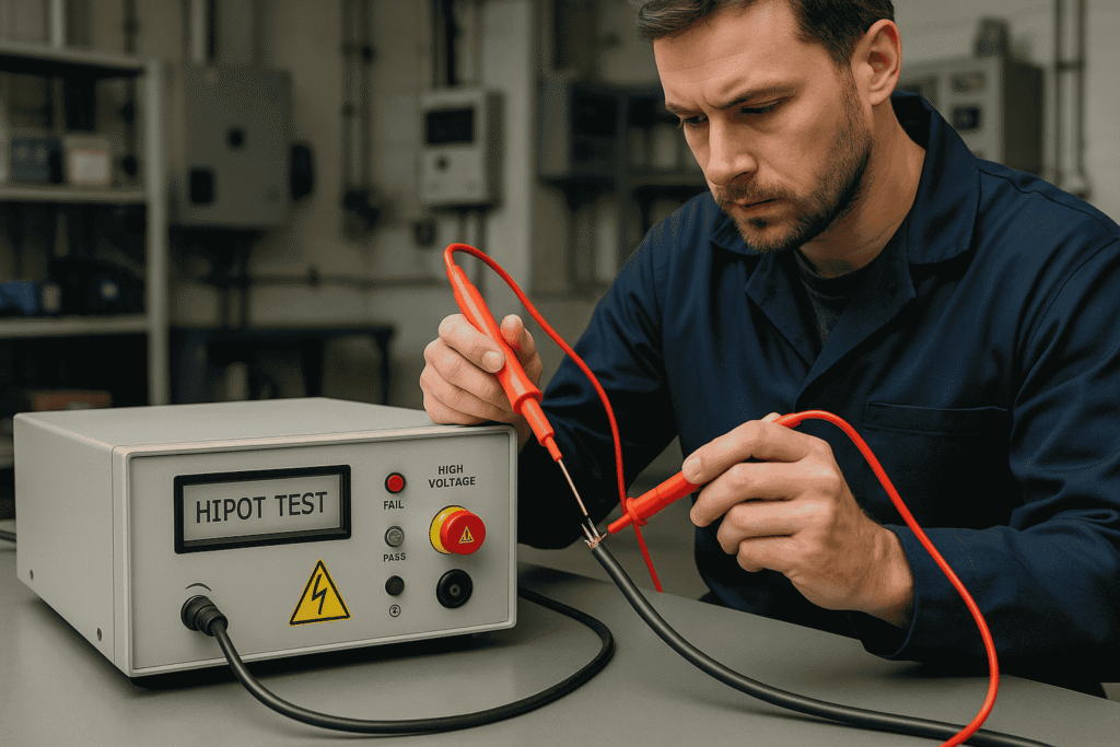 Technician Performing a Hipot test