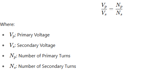 Turns Ratio Equation for Transformer