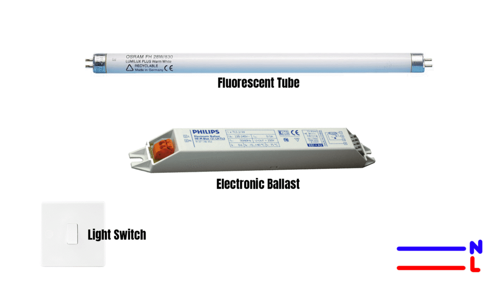 Components of a Fluorescent lamp with Electronic Ballast